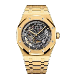 AUDEMARS PIGUET ROYAL OAK DOUBLE BALANCE WHEEL SKELETON GOLD (BLACK DIAL)